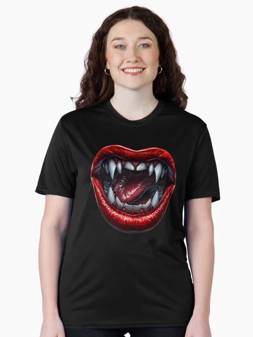 Fangs and Red Lips Vampire Gothic Horror Design