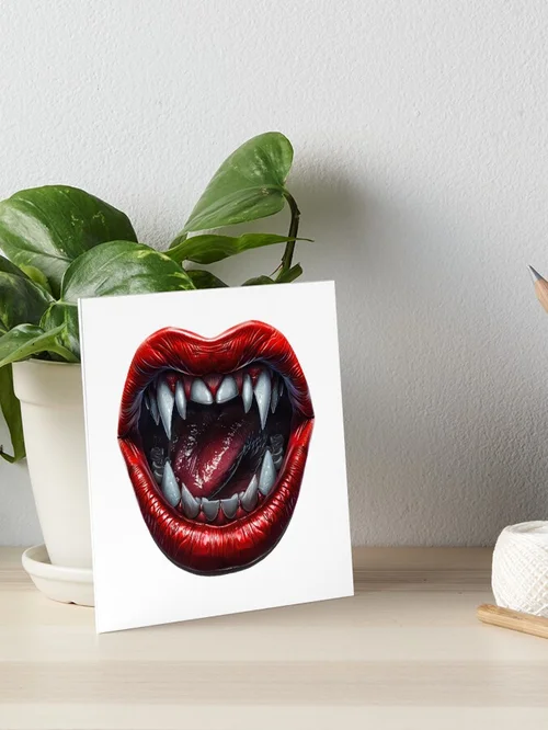 Fangs and Red Lips Vampire Gothic Horror Design