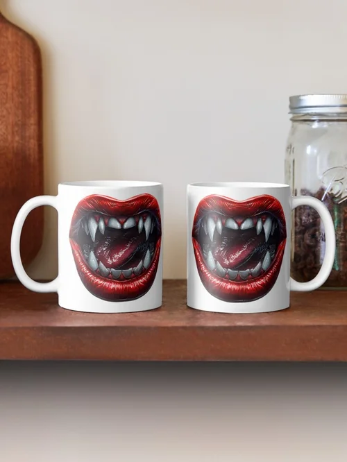 Fangs and Red Lips Vampire Gothic Horror Design