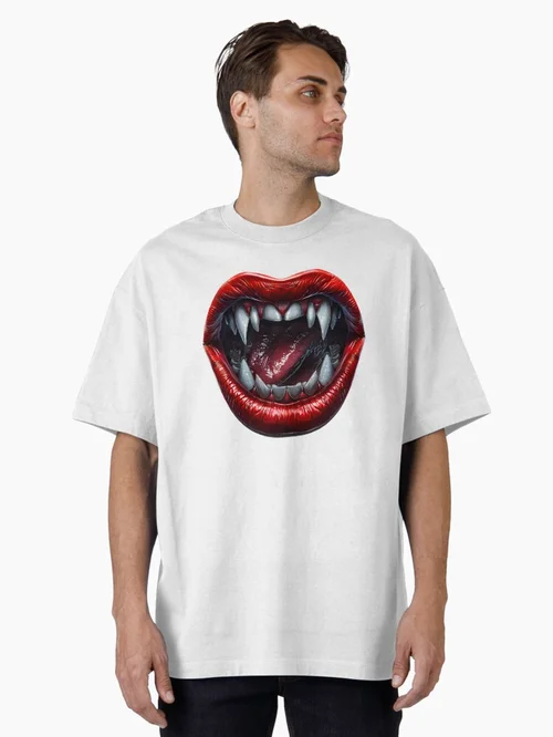 Fangs and Red Lips Vampire Gothic Horror Design
