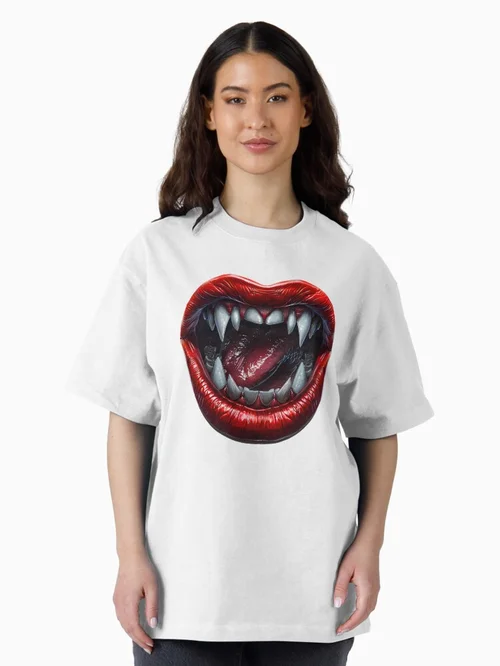 Fangs and Red Lips Vampire Gothic Horror Design