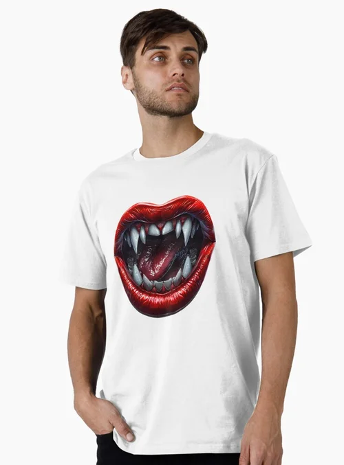 Fangs and Red Lips Vampire Gothic Horror Design