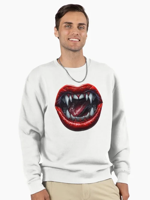 Fangs and Red Lips Vampire Gothic Horror Design