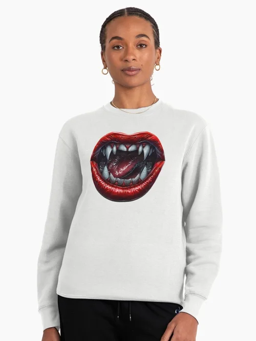 Fangs and Red Lips Vampire Gothic Horror Design