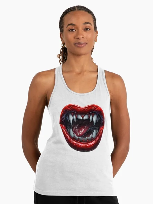 Fangs and Red Lips Vampire Gothic Horror Design