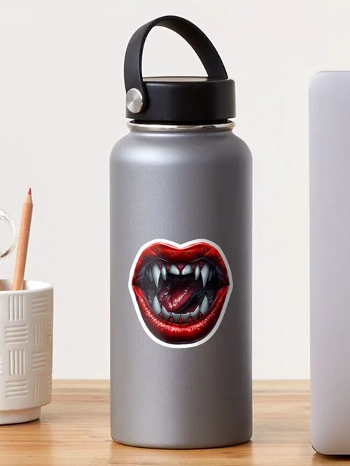 Fangs and Red Lips Vampire Gothic Horror Design