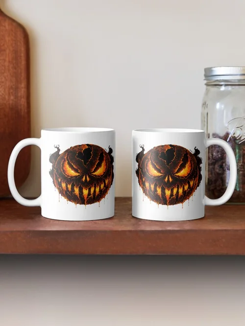 Lava Cracked Halloween Pumpkin Face: Fiery and Spooky Design