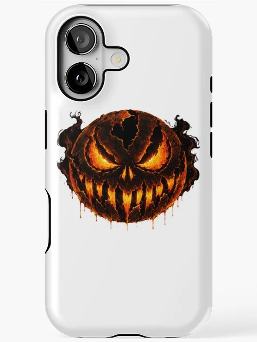 Lava Cracked Halloween Pumpkin Face: Fiery and Spooky Design