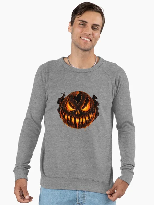 Lava Cracked Halloween Pumpkin Face: Fiery and Spooky Design