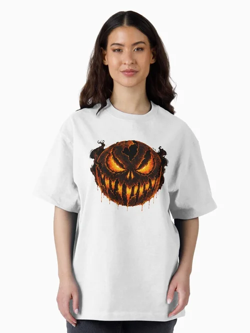 Lava Cracked Halloween Pumpkin Face: Fiery and Spooky Design