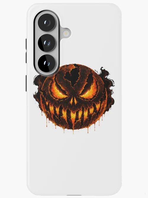Lava Cracked Halloween Pumpkin Face: Fiery and Spooky Design