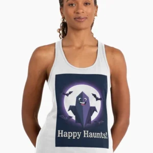 Happy Haunts Cute Purple Ghost Full Moon Bats