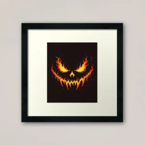 Spooky Flaming Pumpkin Face Halloween
